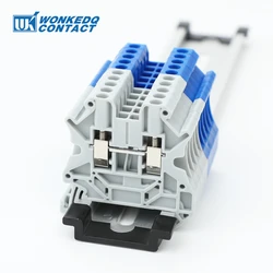 10Pcs UT 2.5 Din Rail Terminal Block 0.14-2.5mm² Hexagon Socket Screw Installation 26-12AWG Copper Tinned Wire Connector UT2.5