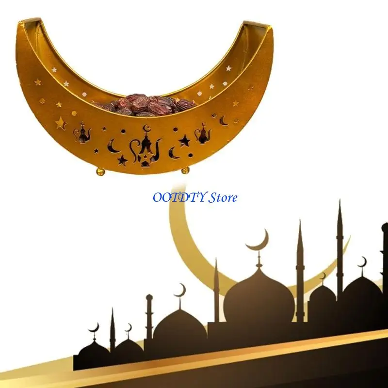 

367A Eid Mubarak Moon Serving Tray Tableware Dessert Storage Container Ramadan Muslim Islamic Party Supply