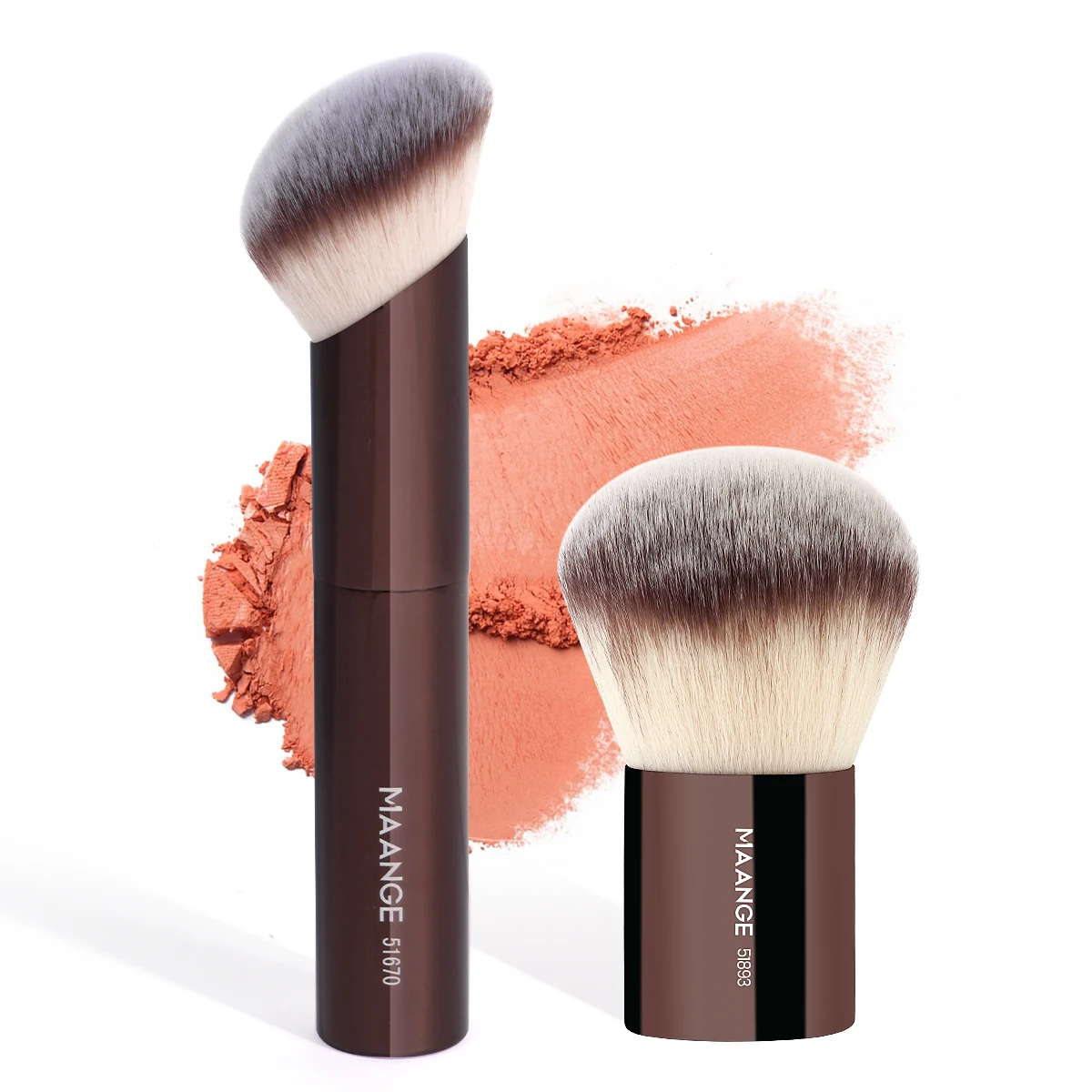 Maange-プロのアングルファンデーション輪郭ブラシ、チークパウダーブラシ、ソフトブリッスル、フェイスコスメティックツールセット、高密度、2個