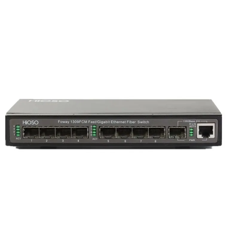 8 100M SFP Fiber Ports +1 Gigabit Combo Uplink Port Managed Fiber Switch