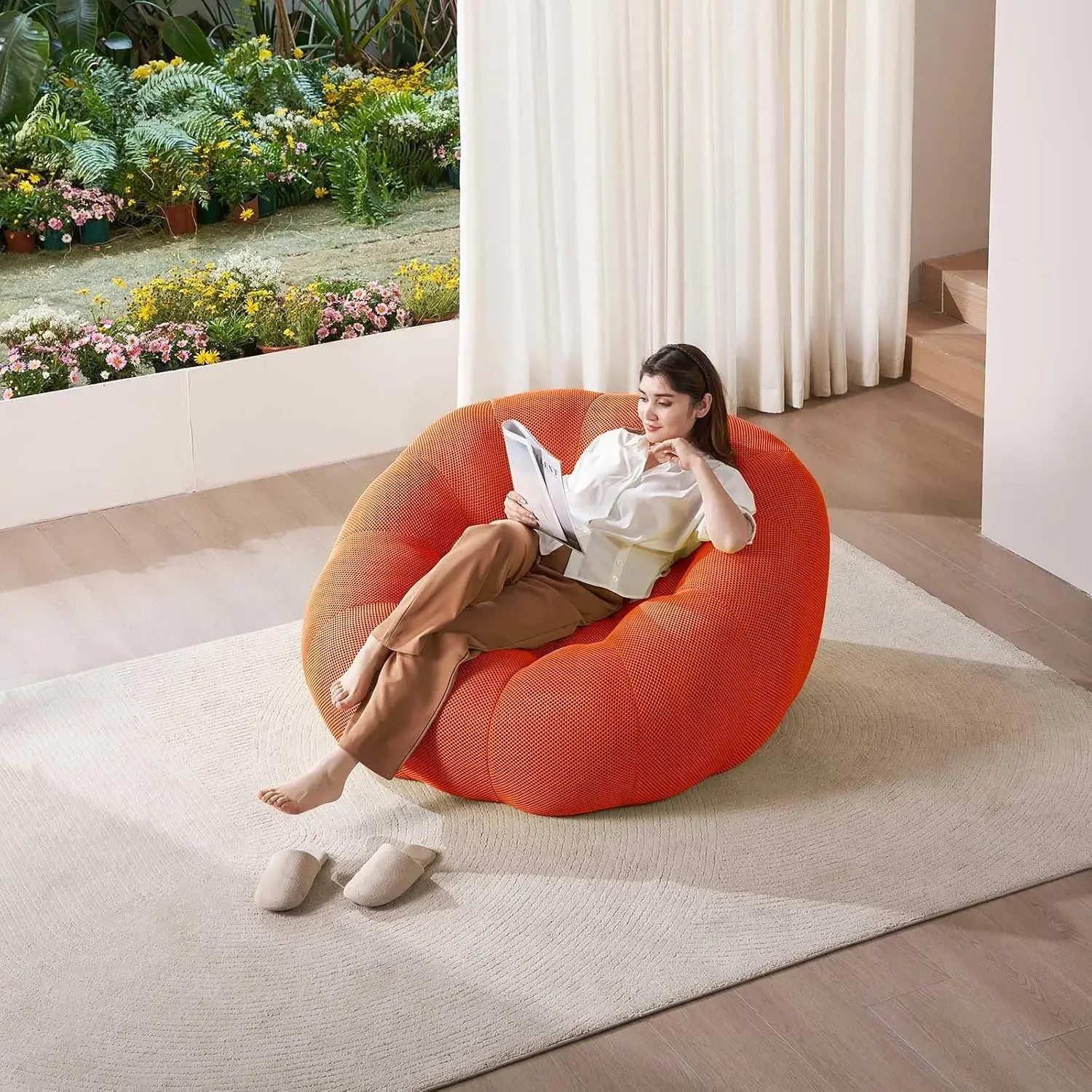 Memory Foam Bubble Sofa - Boneless Couch for Adults, Modern Comfy Bean Bag Plush Floor Lounger with Curved Design, Perfect for S