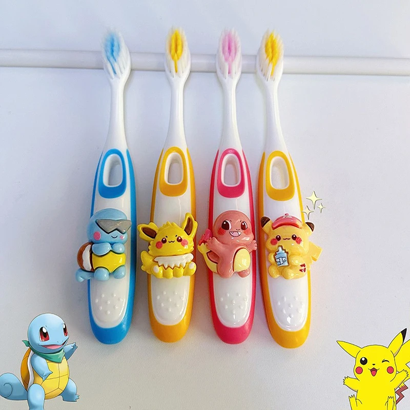 Cepillo de dientes de dibujos animados de Pokémon para niños, protector bucal de Pikachu, pelo suave, súper fino, como regalo