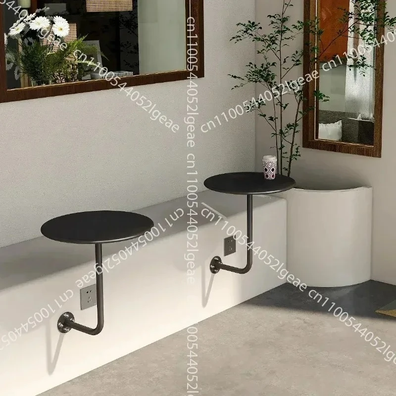 Wandmontierter Kleiner Runder Tisch, Wandmontierter Beistelltisch, für Dessertläden, Kaffeetisch, Industrieller Stil Wand-zu-Wand