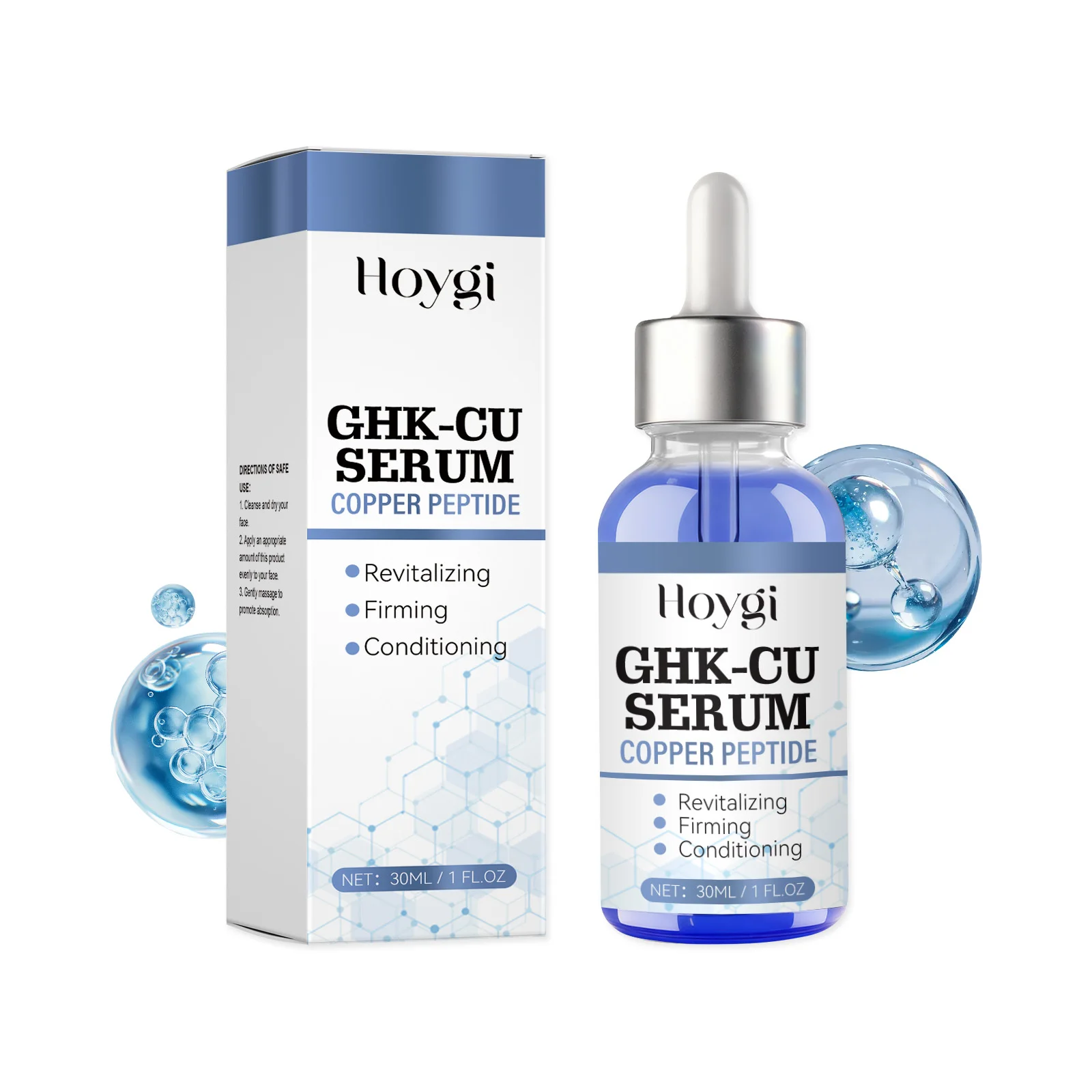 30 ml Kupferpeptid-Serum GHK-Cu, straffendes Gesichtsserum, reduziert feine Linien, verkleinert die Poren, repariert die Hautbarriere, Feuchtigkeitscreme mit Hyaluronsäure