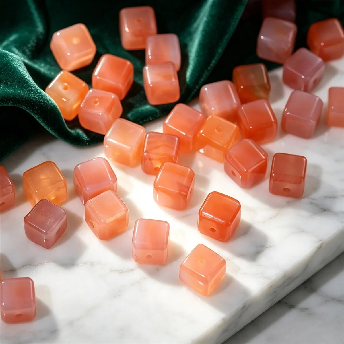 Natural South Red Agate Cube Loose Beads DIY Bracelet Necklace Crystal Earring Beading Accessories
