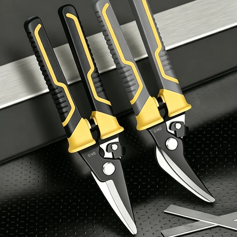 WEELEE Aviation Scissor Snips Metal Sheet Snip Scissors Industrial Cutter with Steel Blade Multipurpose Carpet Cutting Scissors