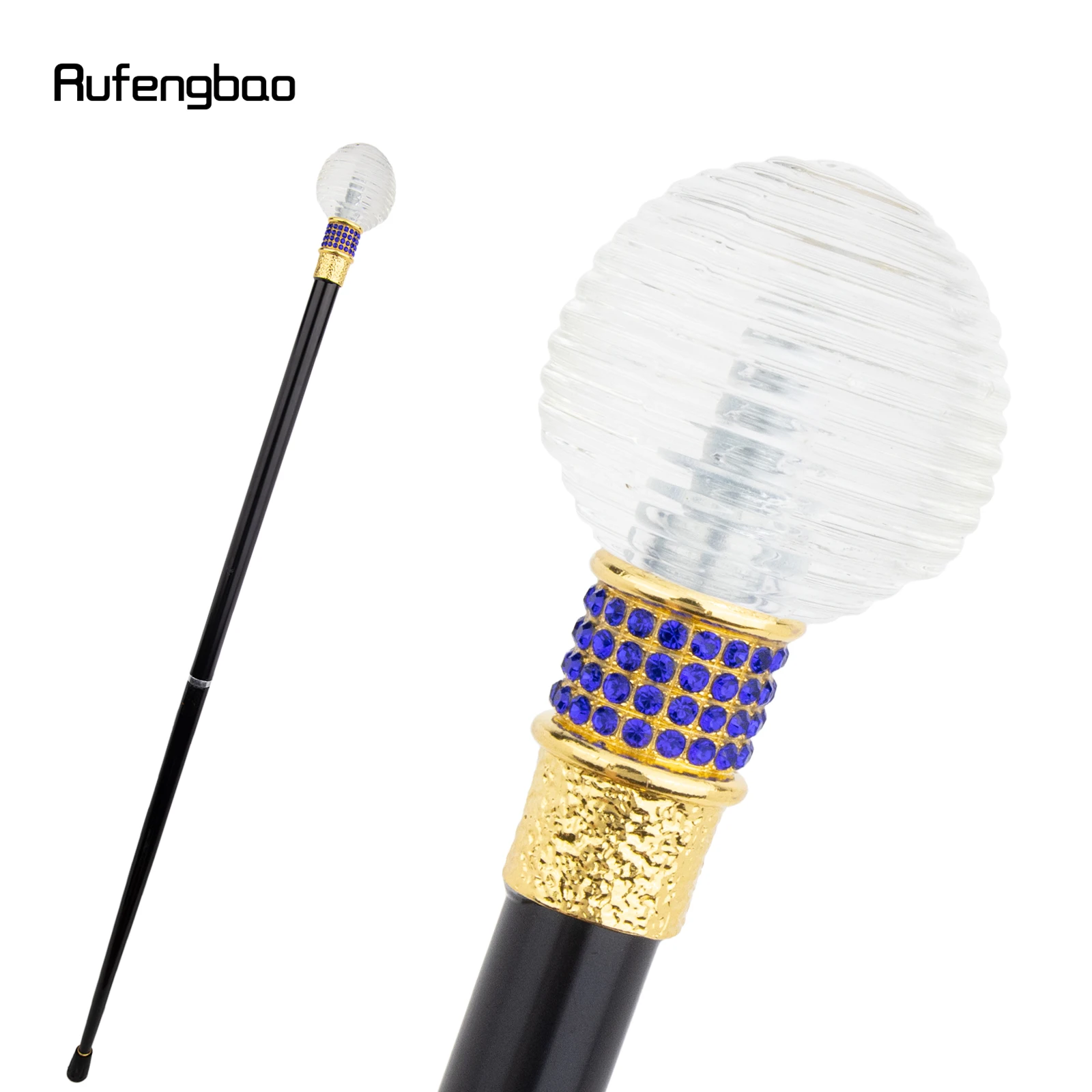 الكرة الشفافة جولة الزجاج الذهبي الأزرق سبيكة الجنية الصولجانات عصا للمشي العصا تأثيري حفل زفاف عيد ميلاد 92 سنتيمتر
