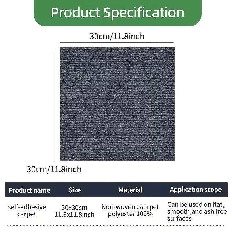 10PCS Self-adhesive Anti Slip Splicing Block Floor Mute Rug Bedroom Mat Carpet Water Absorption and Anti Slip Living Room Home