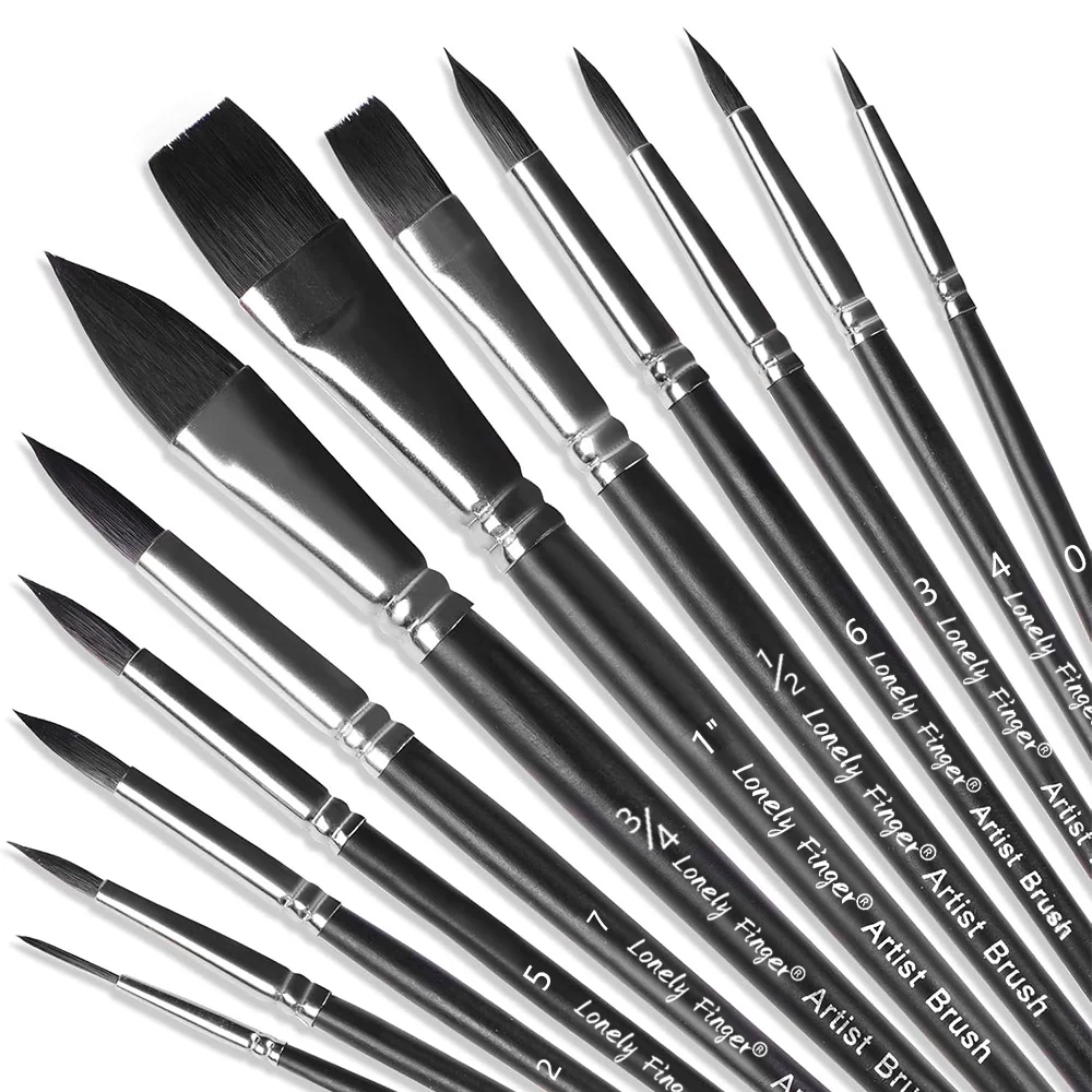 

Paint Brushes Set, 12pcs Synthetic Nylon Tips Artist Brush for Acrylic Oil Watercolor Gouache Artist Professional Painting