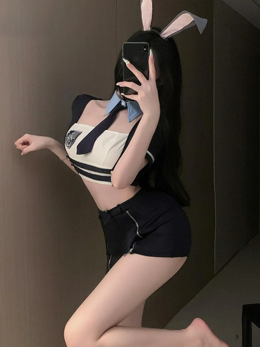 مثير أرنب ضابط الشرطة زي هالوين الزي بار الجذب مرحلة الأداء الملابس ملهى ليلي الاهتمام abbing #2