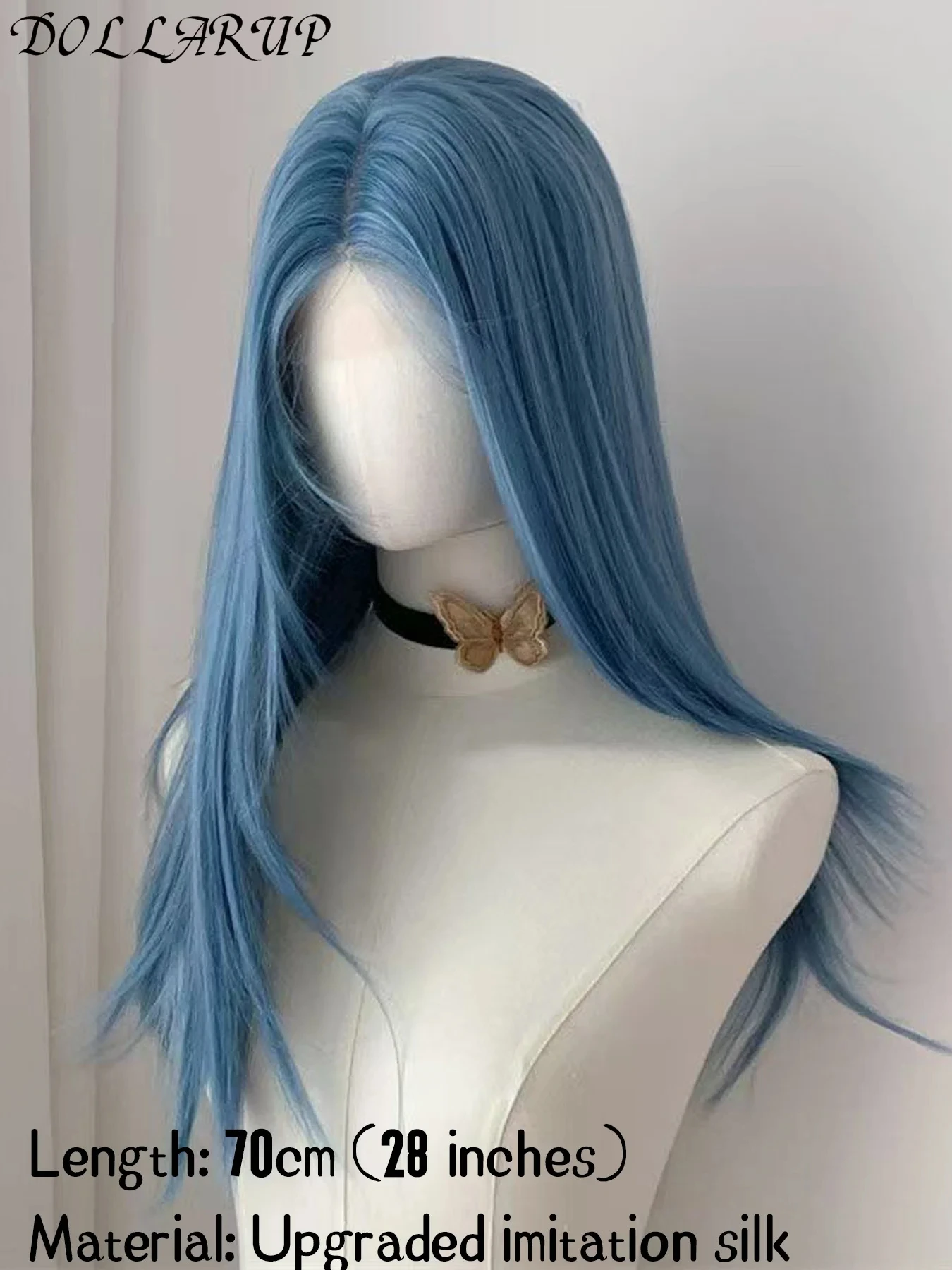 JKL Cosplay Wigs For blue Women Long Straight Hair Synthetic Wig 28 Inch Ombre Blonde BIO Hair Lace Wigs