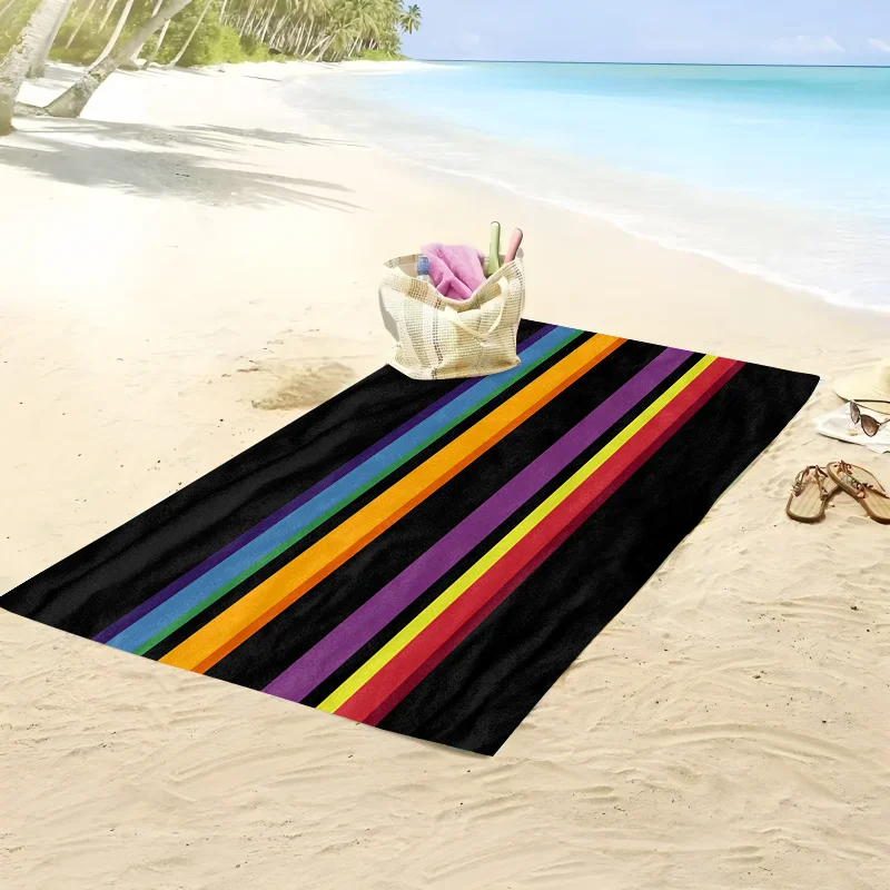 High Quality Rainbow Striped Beach Towel Pool Bath Blanket Large Absorbent Summer Tropical Beach Towel 80x160cm