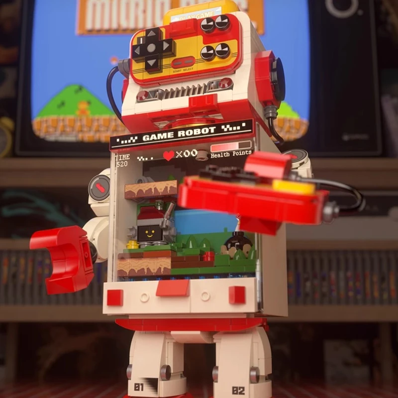 

Game Master Building Blocks Retro Pixel Theater Rabbit Music Box Assembly Model Ornaments Educational Toy Collection Gift