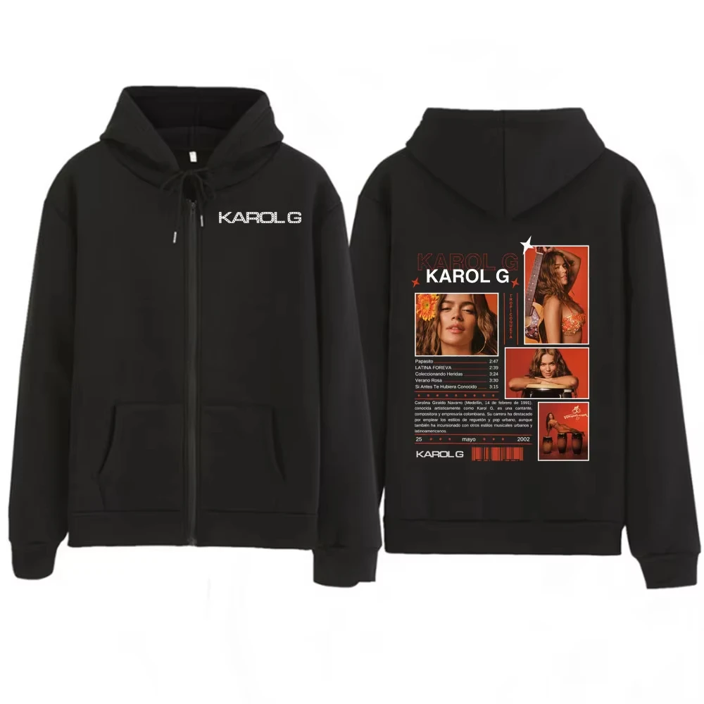 Super Cool Carol G 2025 Album "Tropicoqueta" Best Selling Hoodie Zipper Hooded Winter Punk Clothing Classic Clothing Loose Stree
