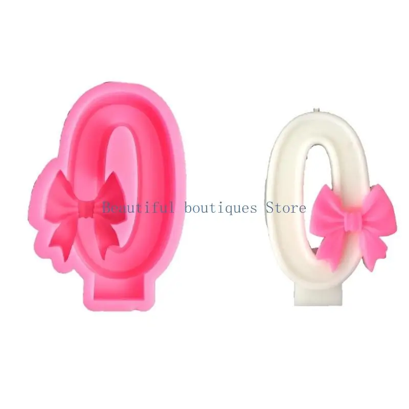 U4LF الإبداعية Bowknot عدد على شكل قالب من السيليكون لتزيين الكعكة وقوالب عدد النحت الشوكولاته لمشاريع DIY #1