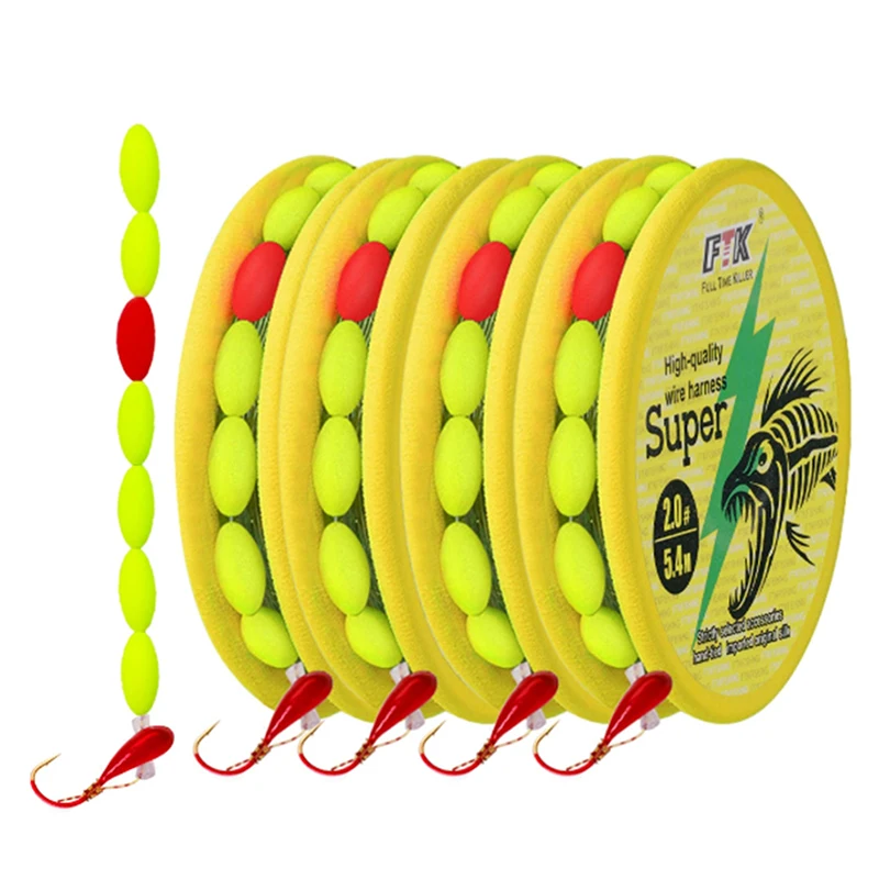 

{DODOA} Traditional Handmade Nylon Convenience Line Set 5.4M Fishing Line Float Fishing Main Line Single Hook