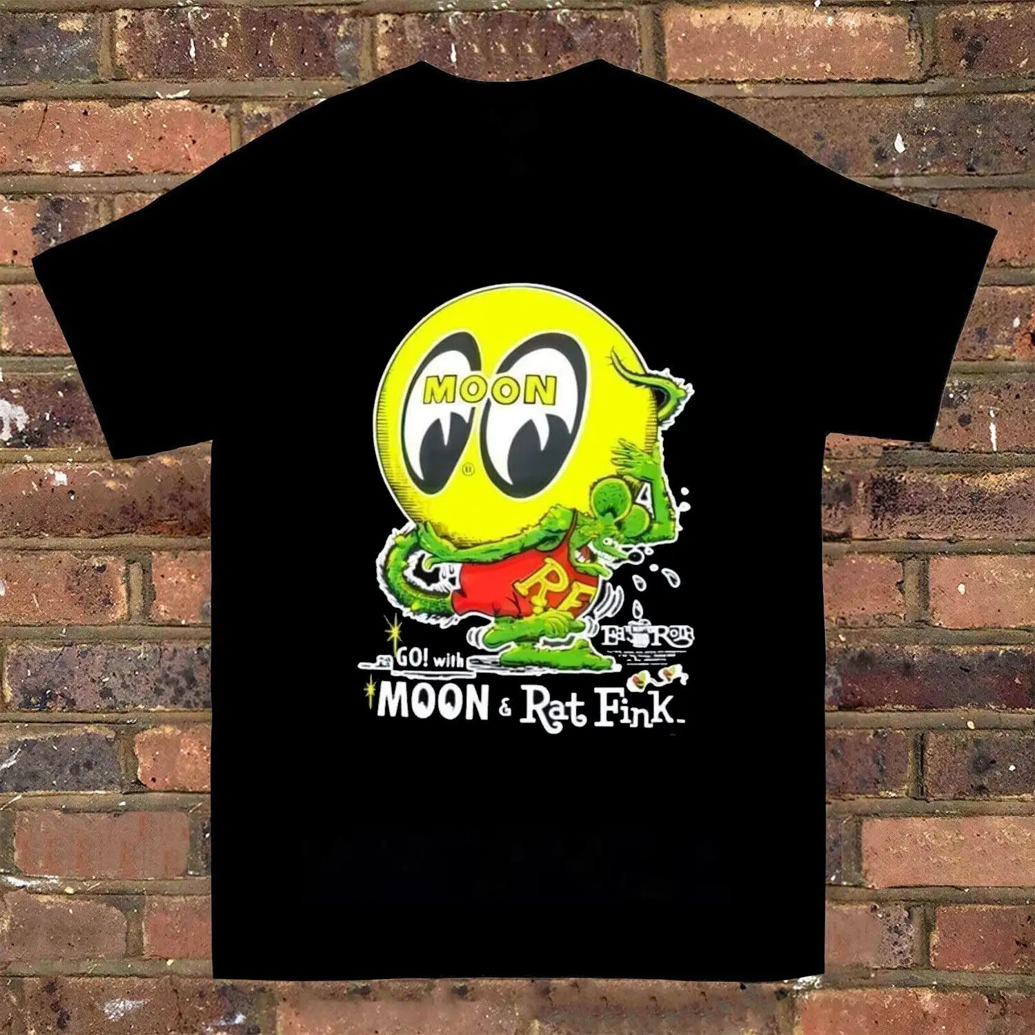 MoonEyes Go! With Moon T-Shirt Rat Fink Eyeball Cotton T-Shirt Men Women S-5XL