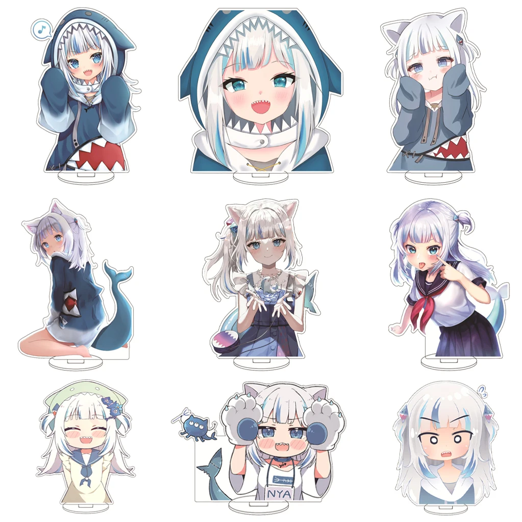 Figura de Anime de 16 cm de Gawr Gur, Chica Tiburón de Hololive Vtuber ‌ Nuevos Adornos de Acrílico con Figuras de Personajes, Regalos Encantadores para Navidad