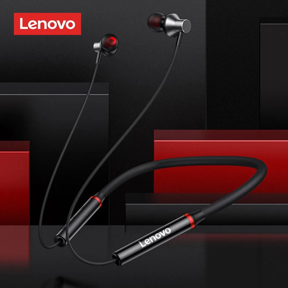 Original Lenovo Bluetooth Magnetic Neckband Earphones Ergonomic Design Wireless Earbuds Waterproof Sport Headset with Mic