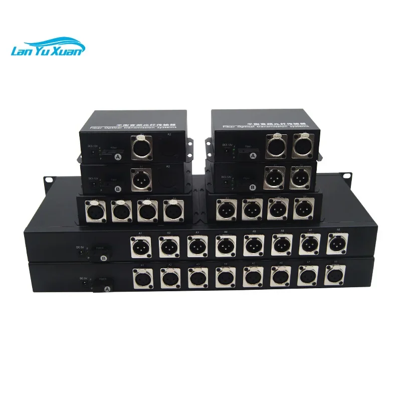 1-8 Channel Bi-Directional XLR Audio to Fiber Converter