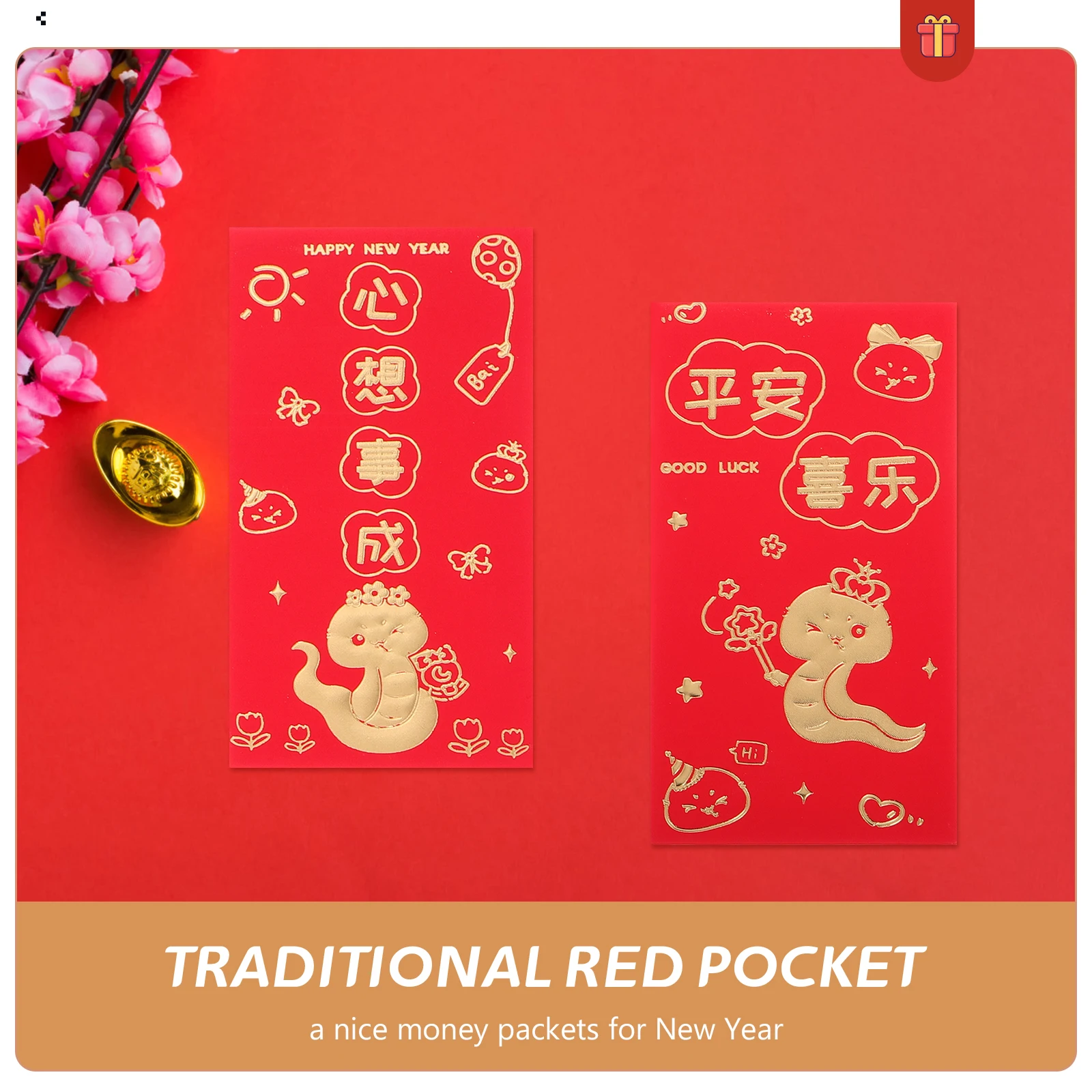 6 pezzi di Capodanno rosso creativo serpente design tasche rosse di grande capacità busta da sposa per Capodanno lunare bomboniere cinesi Hong