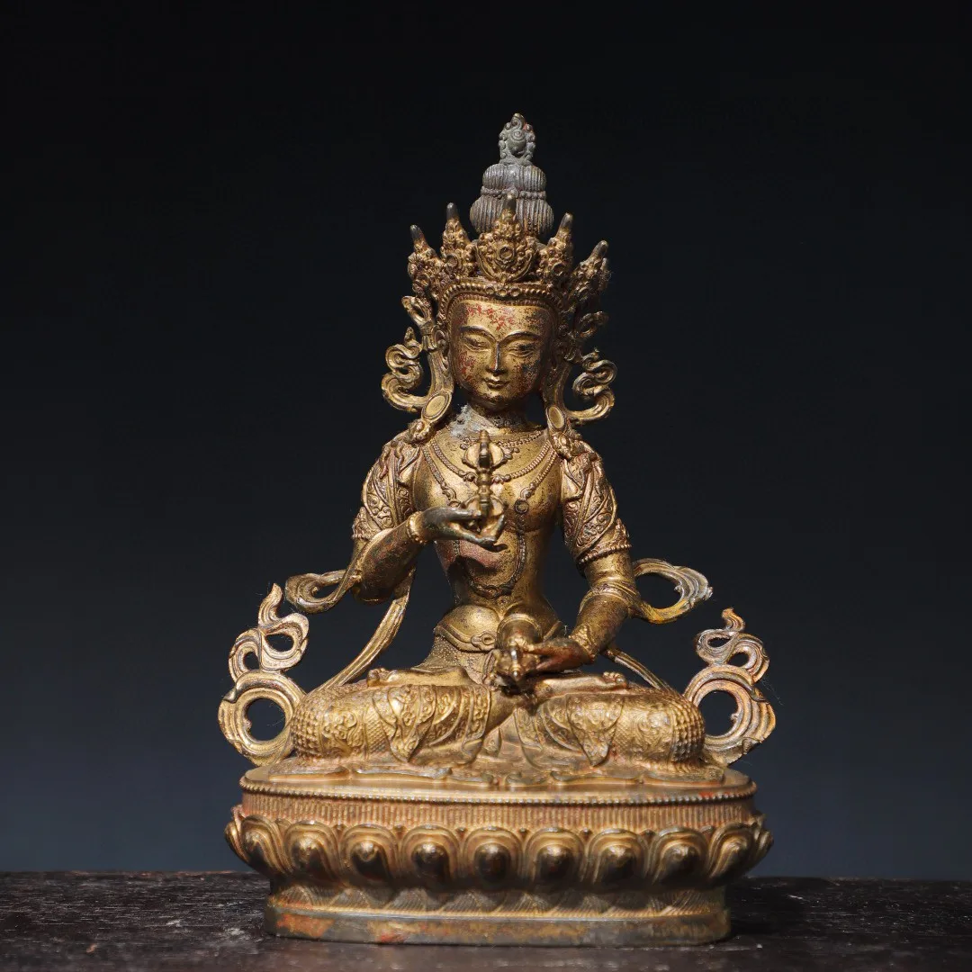 

Tibetan Nipo Brass Mud Gold Vermilion Sand Painted Vajrasattva Avalokitesvara Tara Small Decoration 20cm Home and Hall Supplies