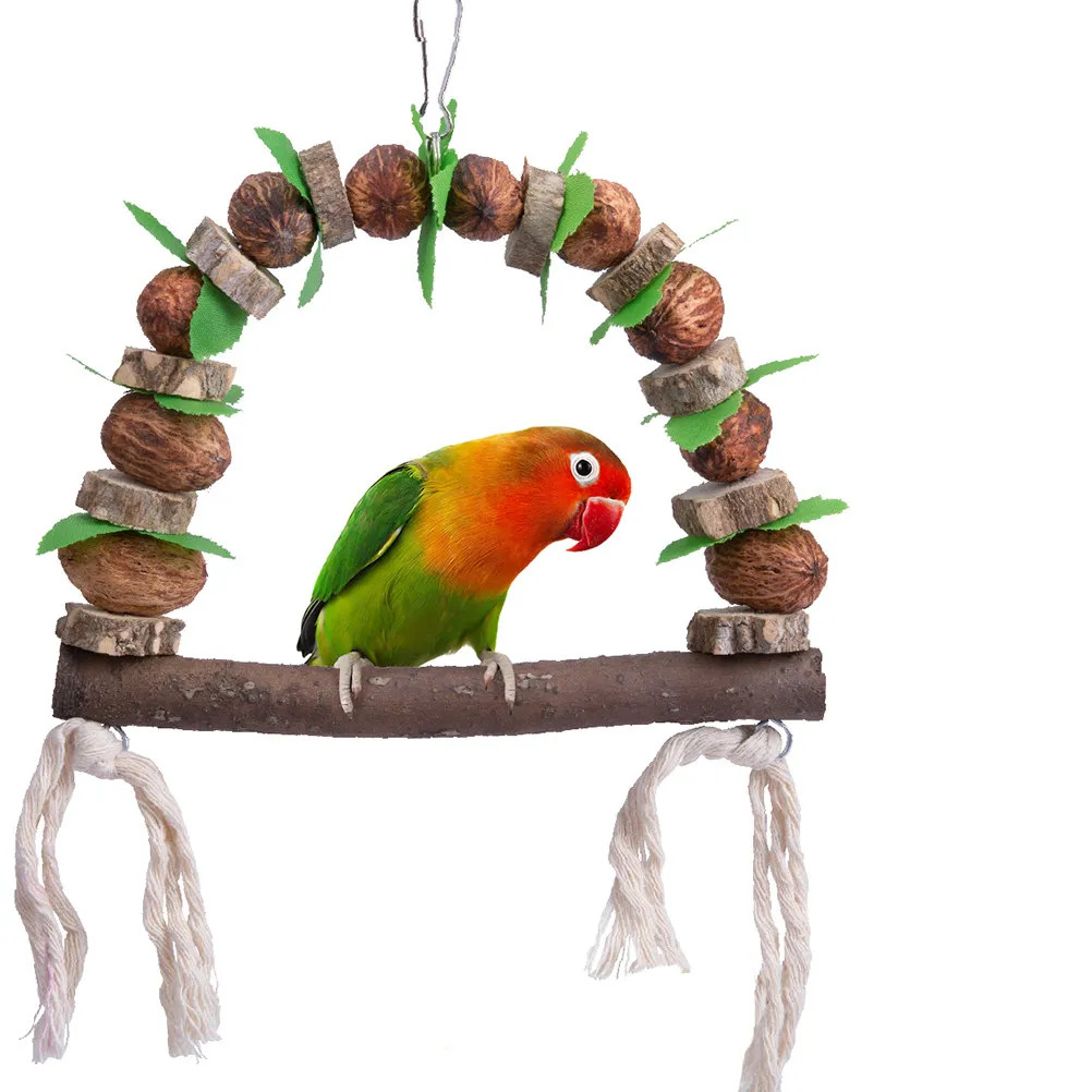 4Pcs Wooden Parrot Plaything Set -Resistant Bird Enrichment Tool for Small Parakeet Cockatiel Stress Relief Cage