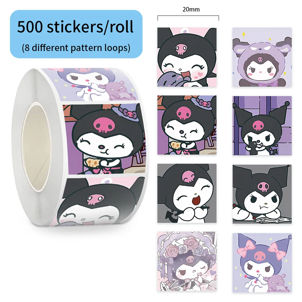 

500pcs Sanrio Cartoon Cute Stickers Roll Kulomi Girl Decorative Stickers For Diary Laptop Phone Scrapbook Kids Gift Stationery
