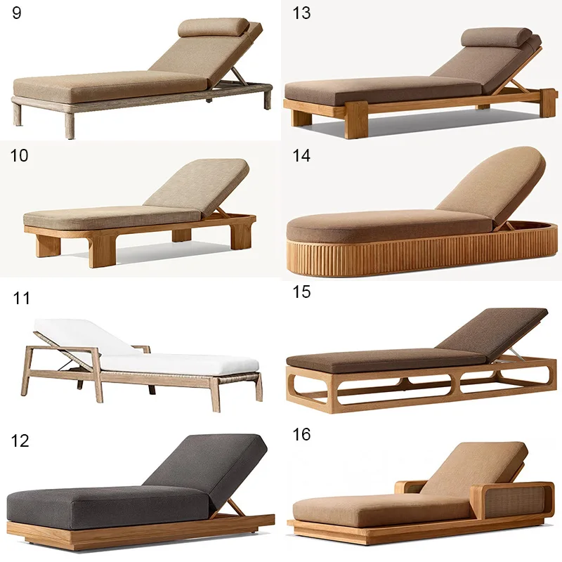 Outdoor   leisure teak lounge villa hotel swimming pool rattan lounge chair outdoor aluminum alloy beach chair
