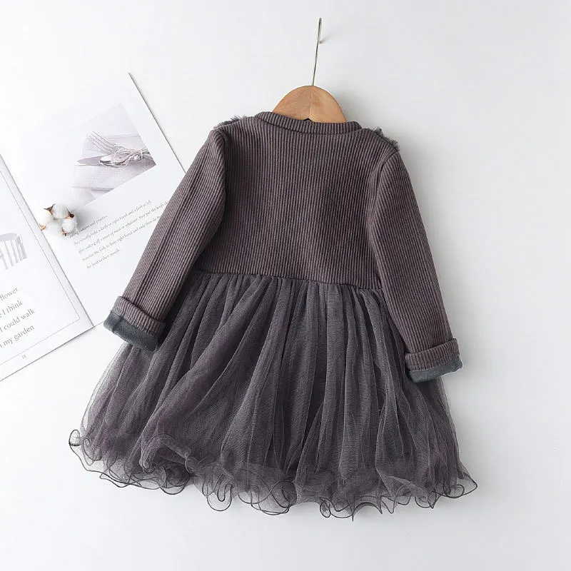 Girls' Faux Mink Velvet Two-Piece Dress Fleece Princess Dress Autumn Winter New Children's Dress Wholesale