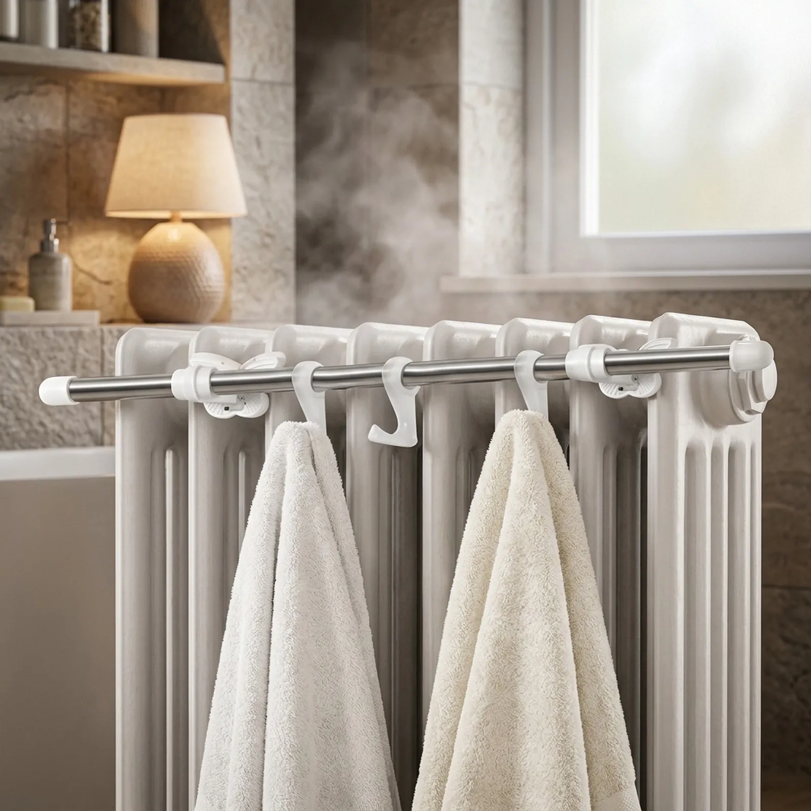 Stainless Steel For Radiator Towel Rail with 3 Hooks for Functional Use in Bathrooms Closets and Utility Areas