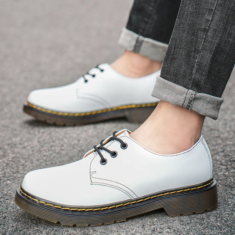 Men Leather Shoes Women Work Shoes Comfortable Genuine Leather Retro Male Female Outdoor Casual  Shoes Plush Size 35-46