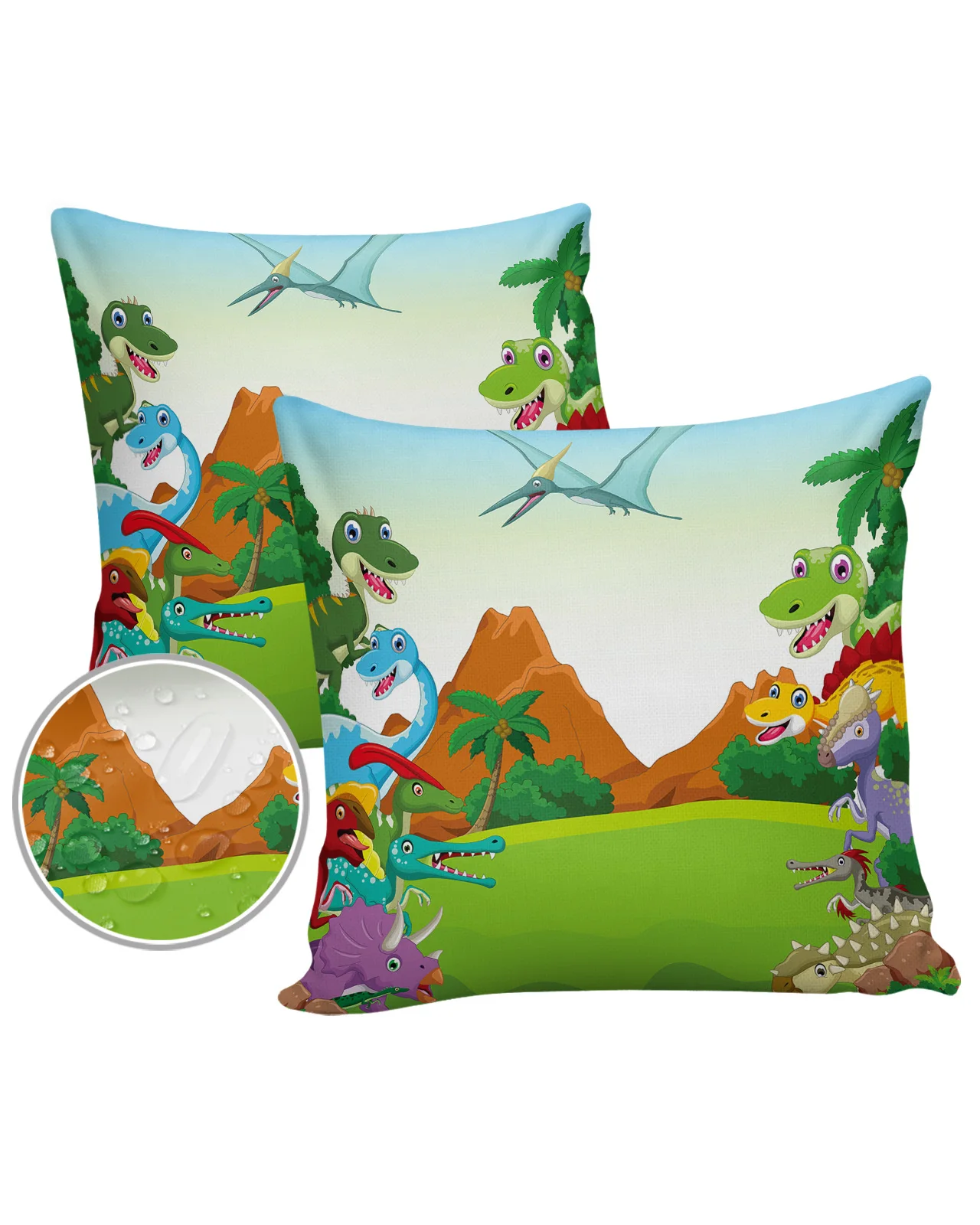 Cartoon Jungle Meadow Dinosaur Waterproof Pillowcase Decorative Sofa Bed Pillow Cover Home Decor Car Cushion Cover