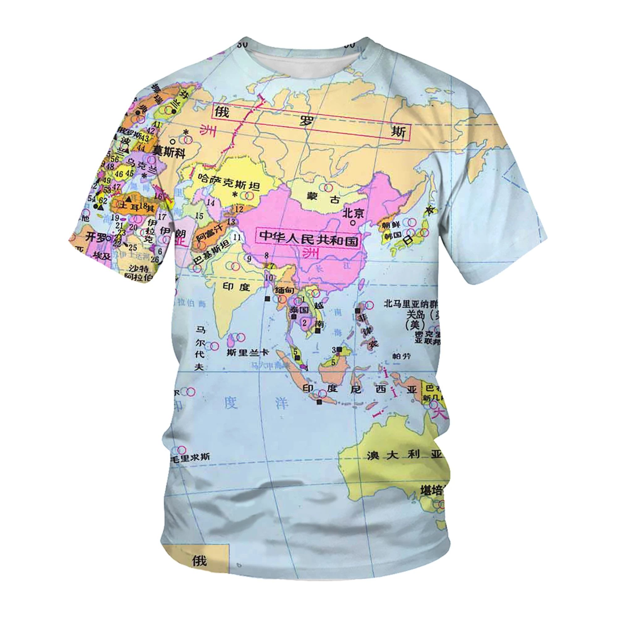 3D Print T Shirt Streetwear World Map Men Women Hip Hop Rock Fashion Harajuku Kids Shirts Homme Graphic T Shirts Funny