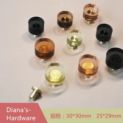 Brass + Crystal Glass Knobs Round Spell-Colored Handle Cabinet Door Handles Dresser Drawer Pulls Home Kitchen Furniture Hardware