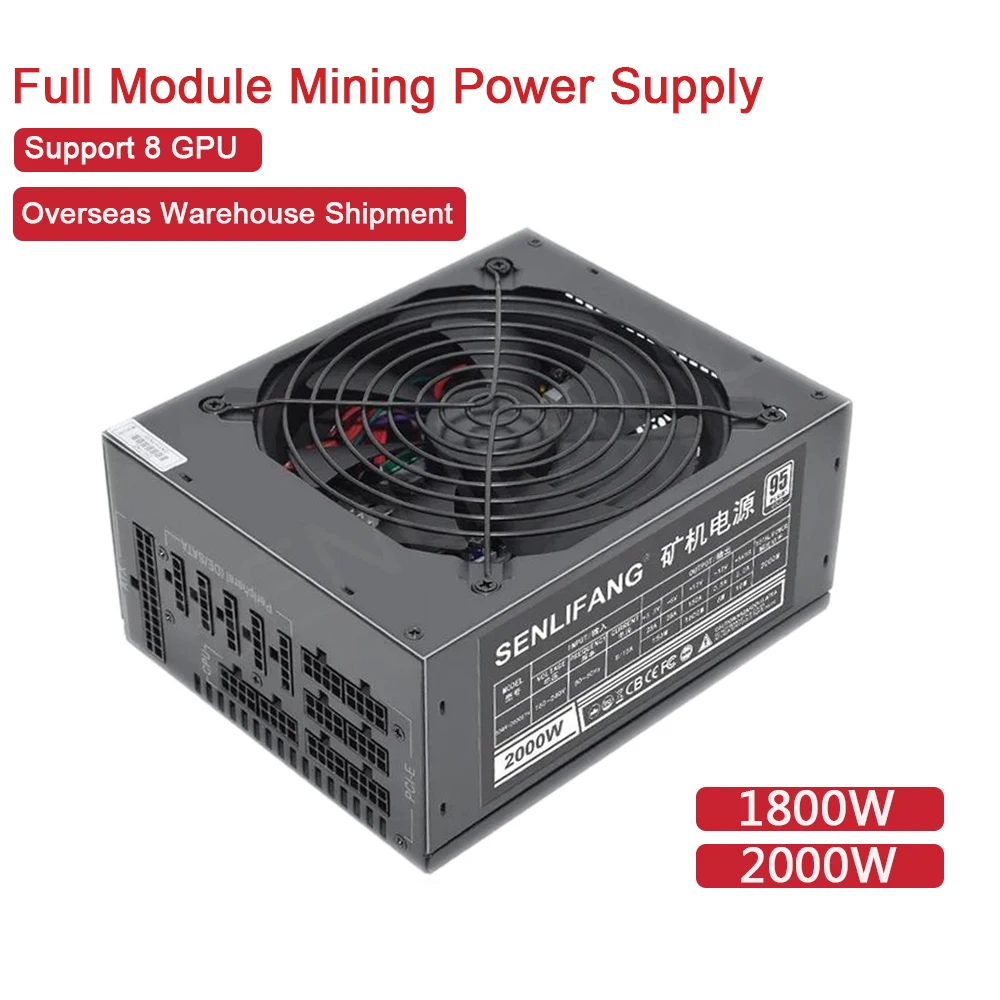 2000W 1800W  New Full Module Mining Power Supply Support 8 GPU Ethereum ETC RVN ATX PC PSU For BTC Miner Machine