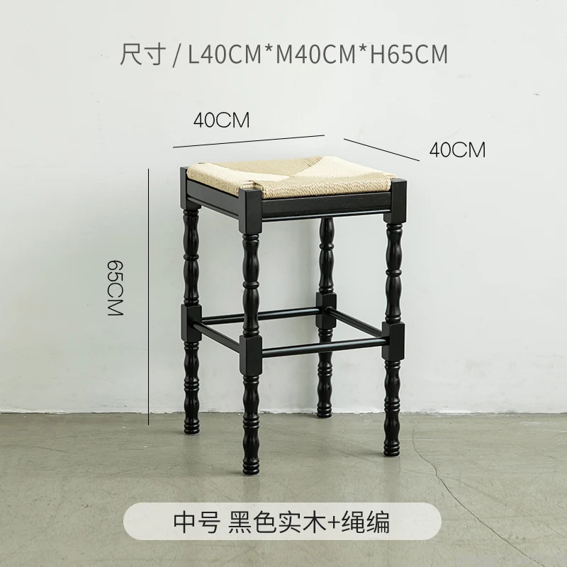 French Vintage Solid Wood Bar Stool Dining Chairs Creative High Chair for Home & Café Bar Multi-function Furniture Muebles