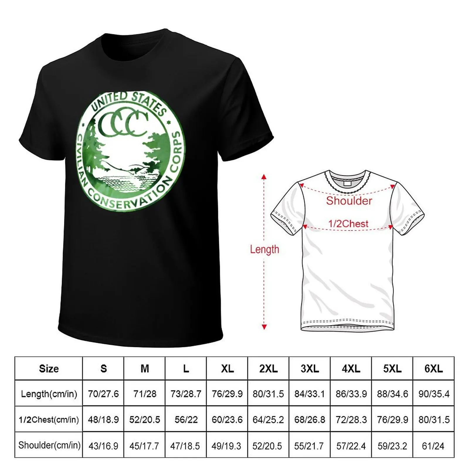 Civilian Conservation Corps Watercolor (White) T-Shirt Basic Solid Tee for Daily Use