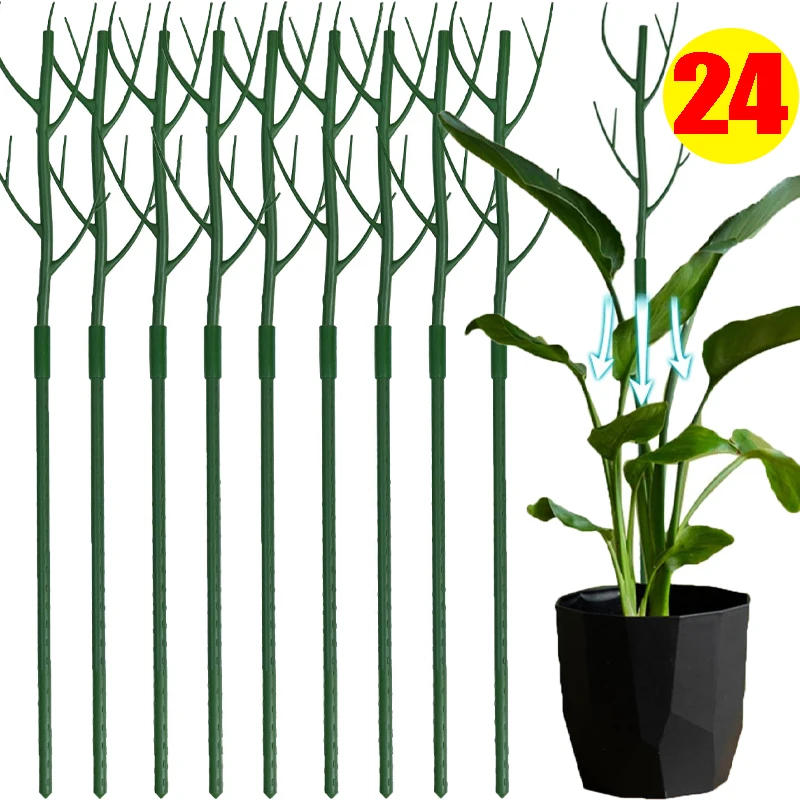 

3/24PCS Twig Plant Support Brackets Stackable Green Plants Growth Stakes Detachable Monstera Climbing Stakes for Indoor Outdoor