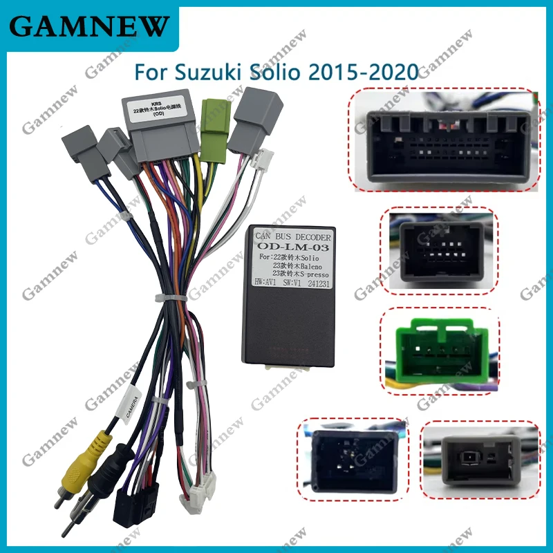 Car 16pin Wiring Harness Adapter Android Radio Power Cable For Suzuki Solio Baleno S-presso 2022+