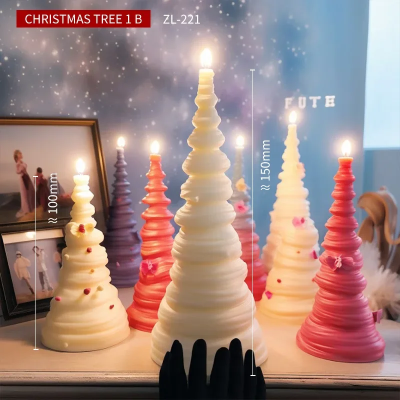 DIY Festive Atmosphere Santa Tree Candle Making Set Spiral Christmas Tree Plaster Silicone Mold Home Decor Chocolate Gift