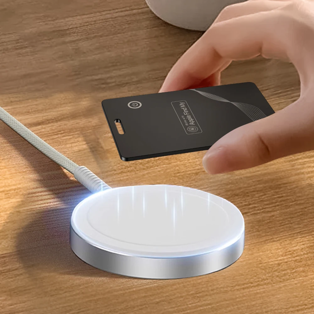 Wallet Bluetooth Tracker Global Locator รายการแท็กอัจฉริยะป้องกันการสูญหายการชาร์จแบบไร้สายต้องใช้กับ Find My ios