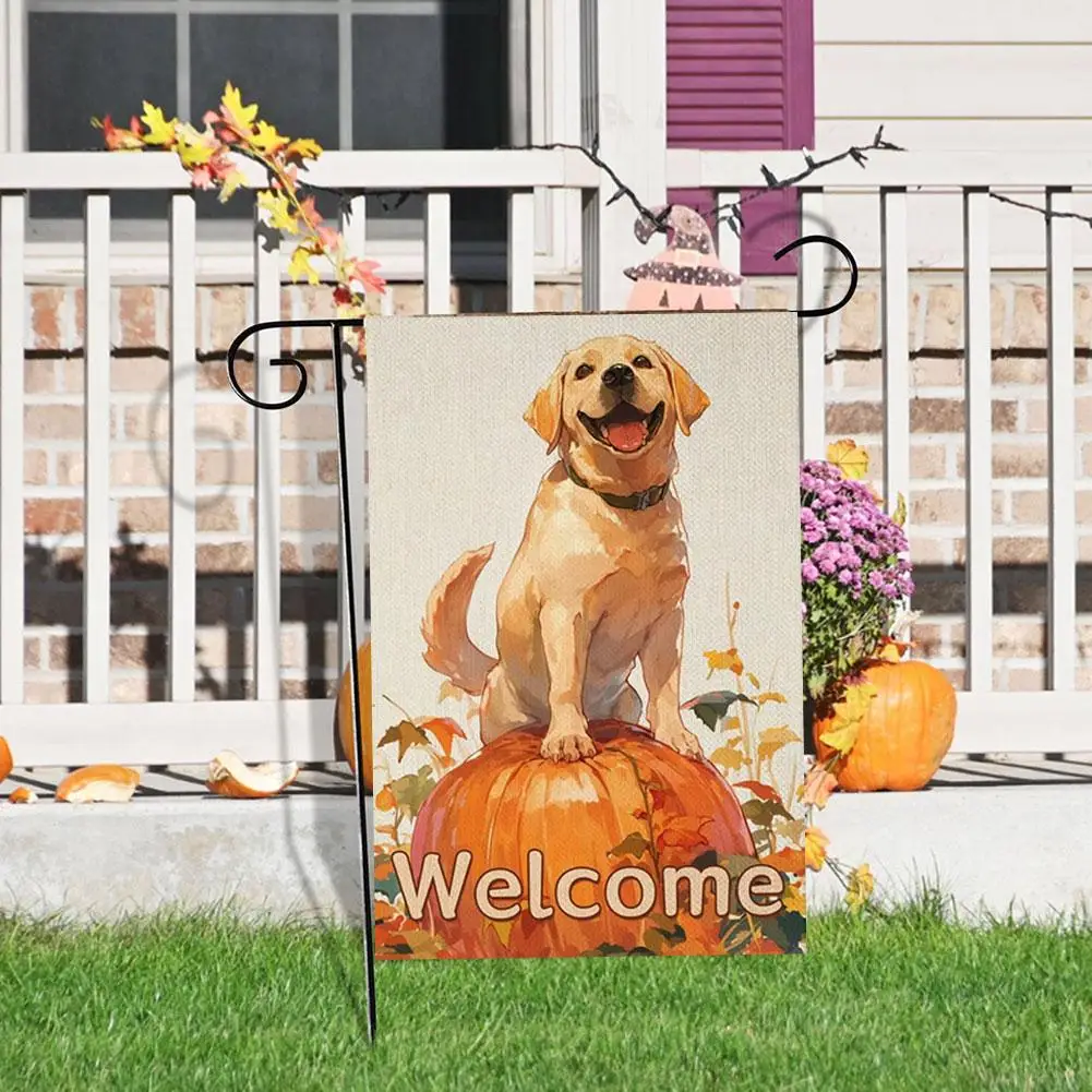 Autumn Thanksgiving Garden Flag Fall Decorations For Home Outdoor Pumpkin Golden Retriever Garden Flag For Outdoor Decor Fall