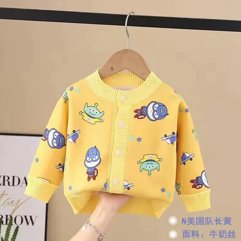 Baby Boys Knitted Sweater Spring Autumn Cartoon Mickey Mouse Donald Children Clothes Kids Girl Cardigan Infant Jacket Coat 0-3T