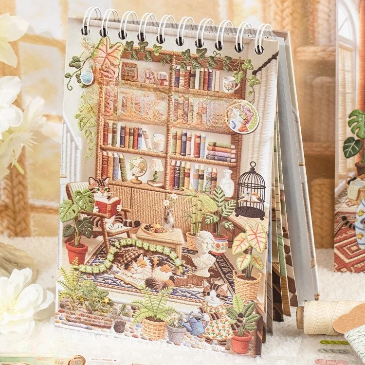 36pcs Per Pack Time Notes 2.0 Coil Scene Sticker Book Immersive DIY Cat House Mini Scene Sticker Supplies Kawaii Stickers