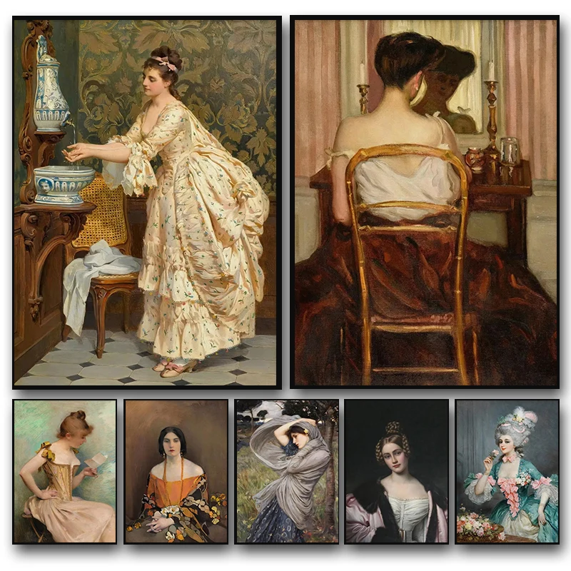 Home Decor Mirror - ヴィンテージ女性ポートレートポスタービクトリア朝の女性ミラーボレアスプリント壁アート写真ダイヤモンド塗装リビングルーム家の装飾