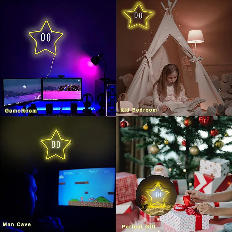 Imagem -04 - Star Neon Sign Gaming Neon Sign Mario Game Room Decor Man Cave Quarto de Crianças Parede Neon Light Sign