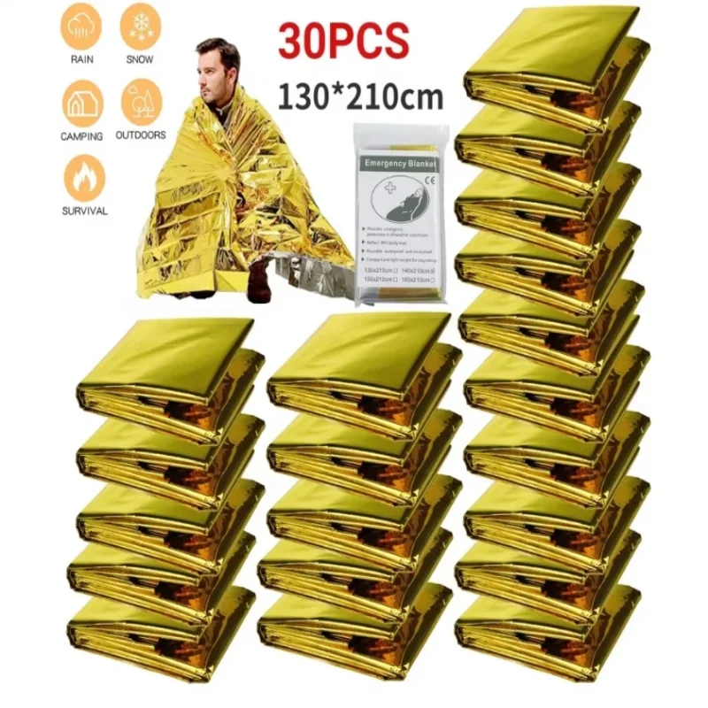 Outdoor Emergency Gold-Sliver Survival Blanket Waterproof First Aid Rescue Curtain Foil Thermal Military Blanket130X210Cm