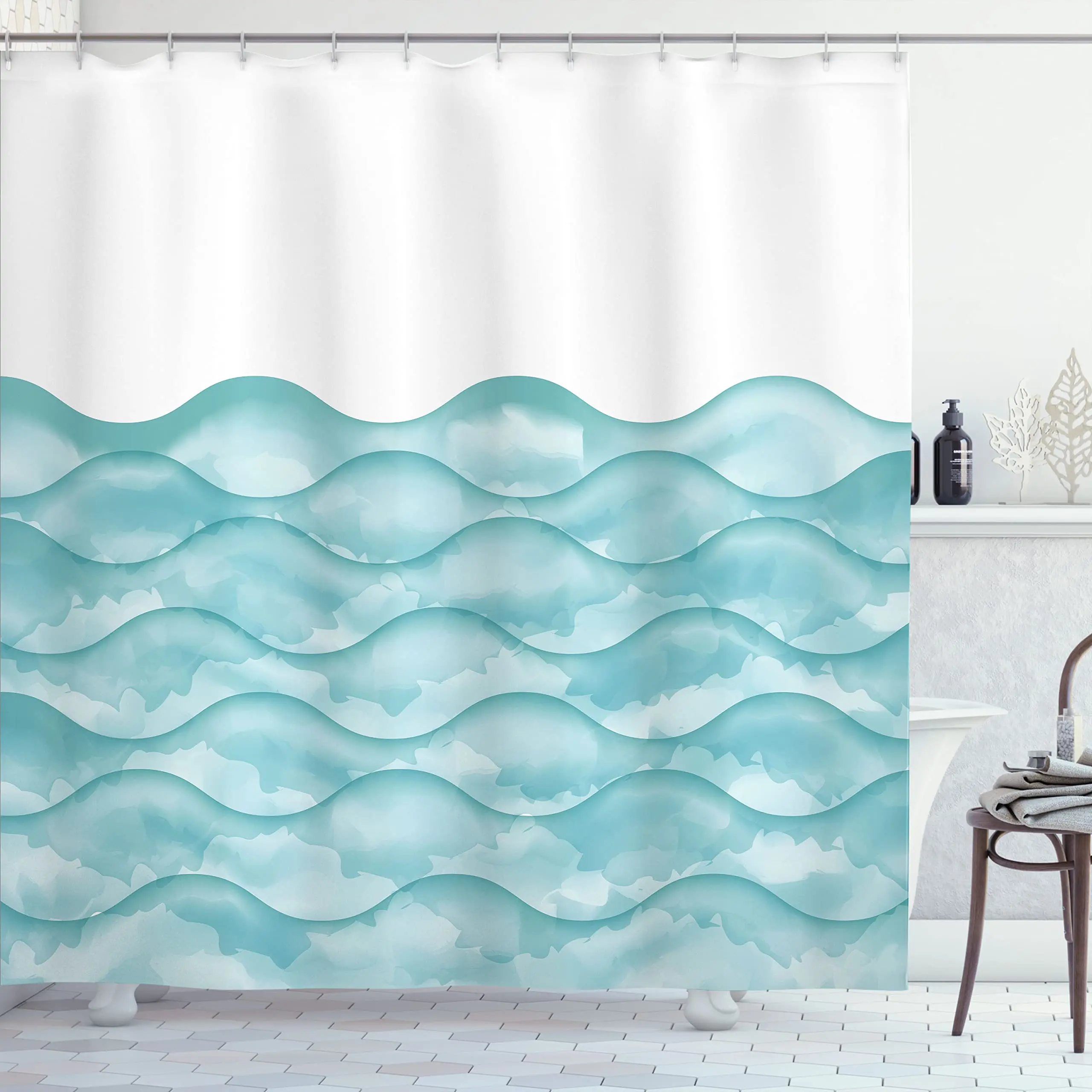 Abstract Geometry Shower Curtain,Geometric Bathroom Curtain Minimalist Simple Aesthetic Bath Decor Curtain with Hooks