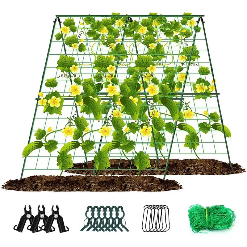 

Garden Cucumber Trellis Foldable Plant Support Trellis Frame A Frame Garden Vegetable Trellis for Climbing Plant